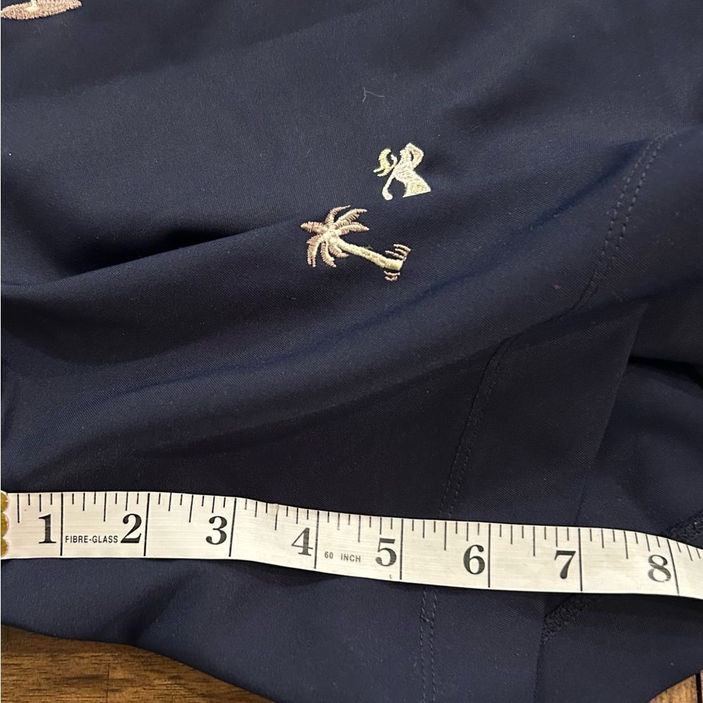 Coral Bay Golf Navy Shorts Embroidered Clubs Palm Tree Flat Front Size 14 - Picture 6 of 11